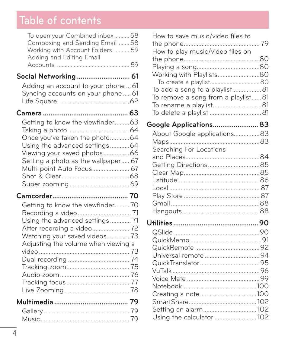 LG LGD801BK User Manual | Page 6 / 177