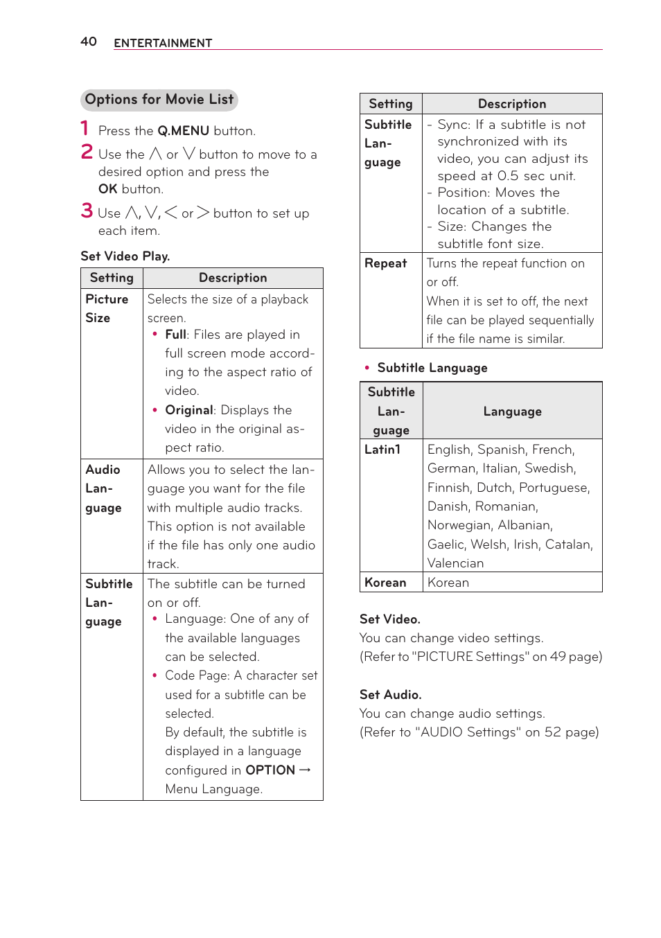 LG PG65U User Manual | Page 40 / 68