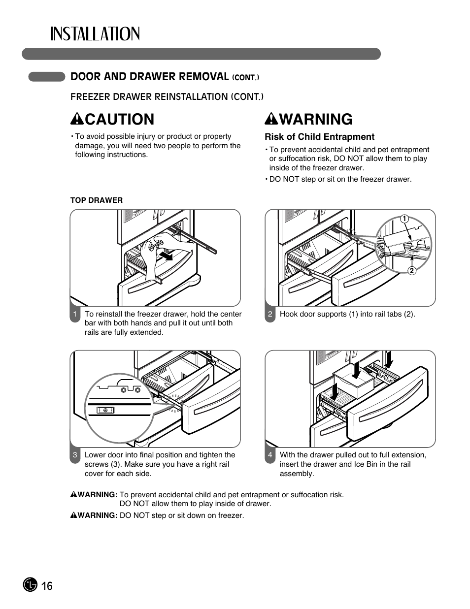 Wcaution, Wwarning | LG LMX28983ST User Manual | Page 16 / 46