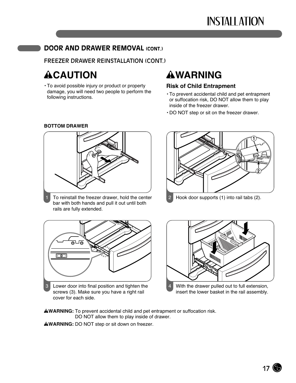 Wcaution, Wwarning | LG LMX28983ST User Manual | Page 17 / 46