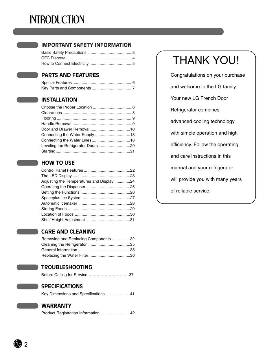 LG LMX28983ST User Manual | Page 2 / 46