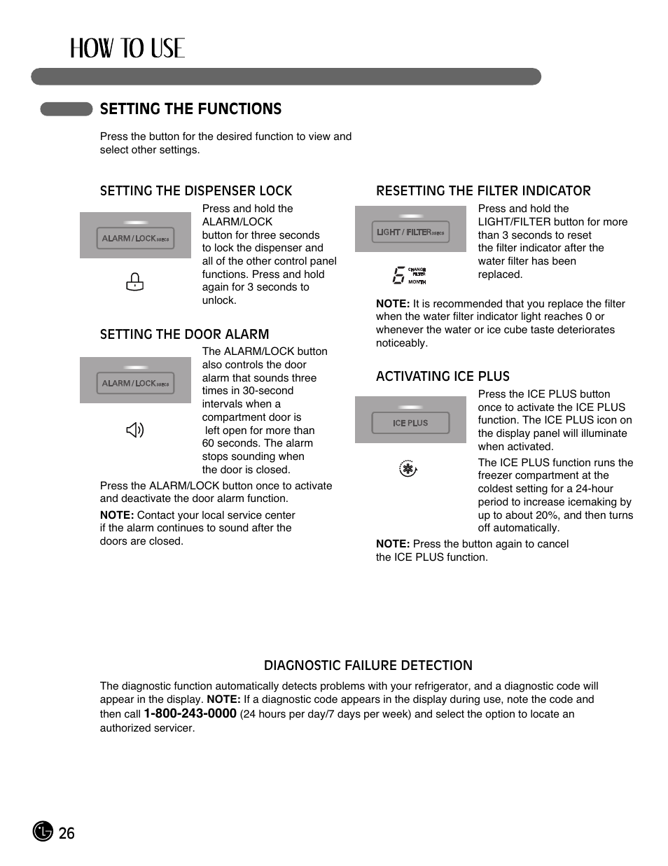 26 setting the functions | LG LMX28983ST User Manual | Page 26 / 46