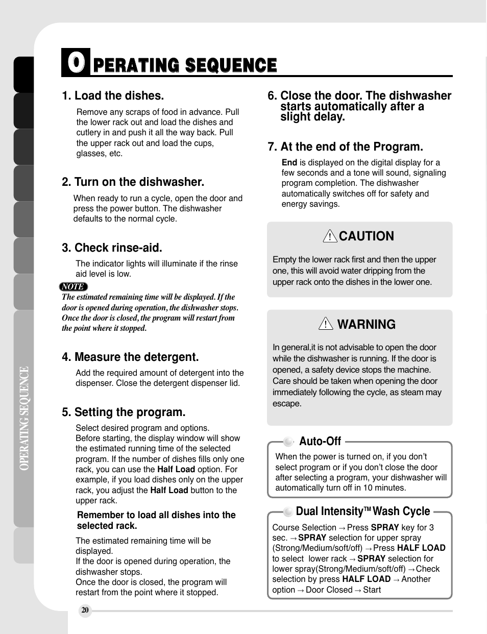 Ppe er ra at tiin ng g s se eq qu ue en nc ce e | LG LDF9810ST User Manual | Page 20 / 48