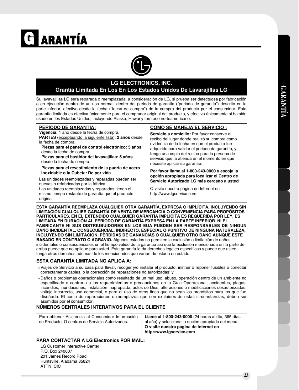 Aar ra an nt tíía a | LG LDF9810ST User Manual | Page 47 / 48