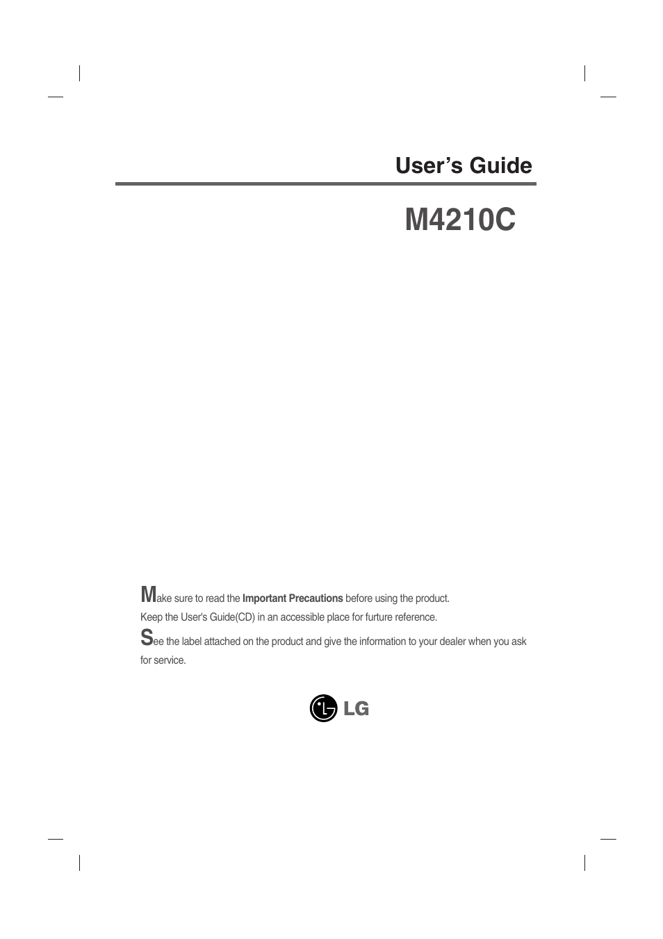 LG M4210C-BA User Manual | 58 pages