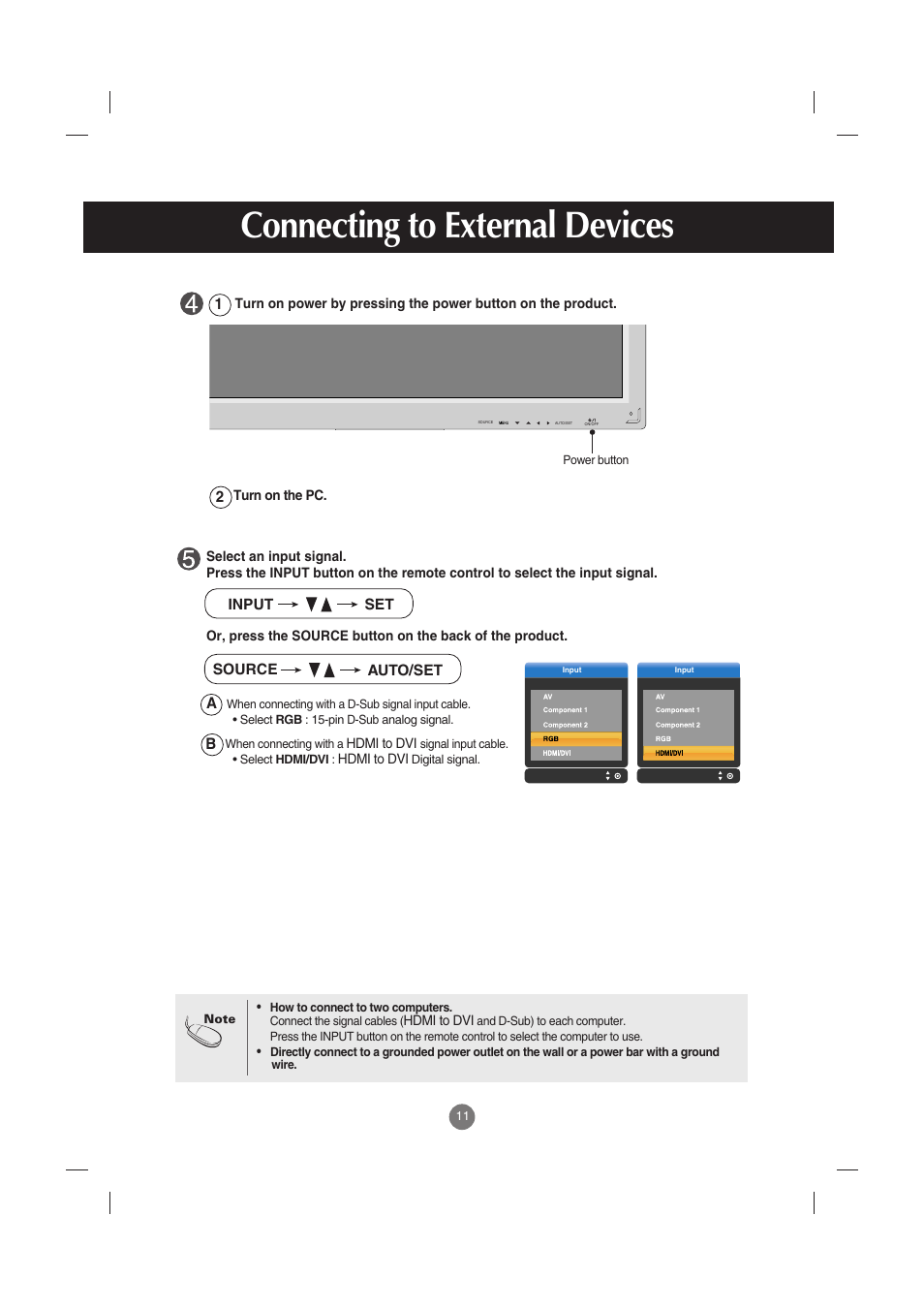 Connecting to external devices | LG M4210C-BA User Manual | Page 12 / 58