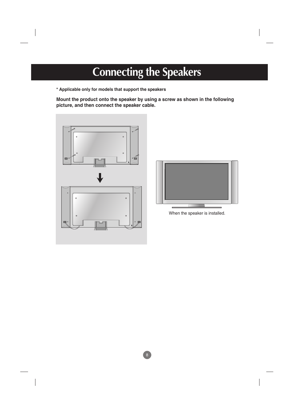 Connecting the speakers | LG M4210C-BA User Manual | Page 9 / 58
