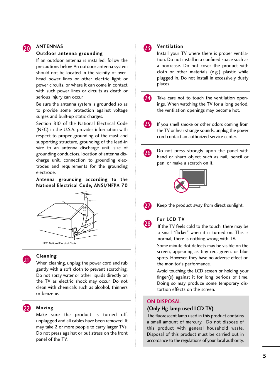 LG 26LD360L User Manual | Page 6 / 127