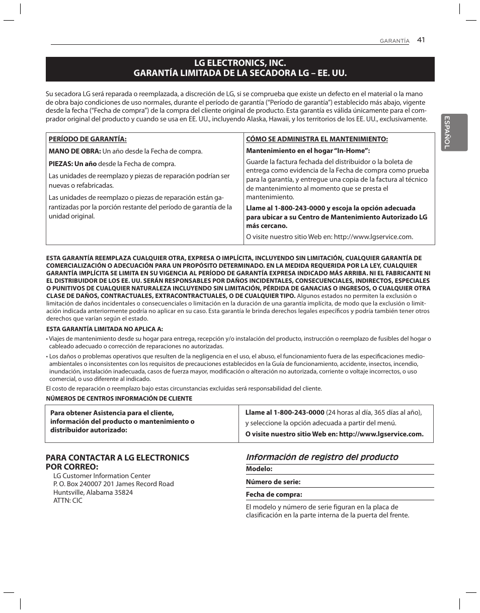 LG DLG3051W User Manual | Page 83 / 84
