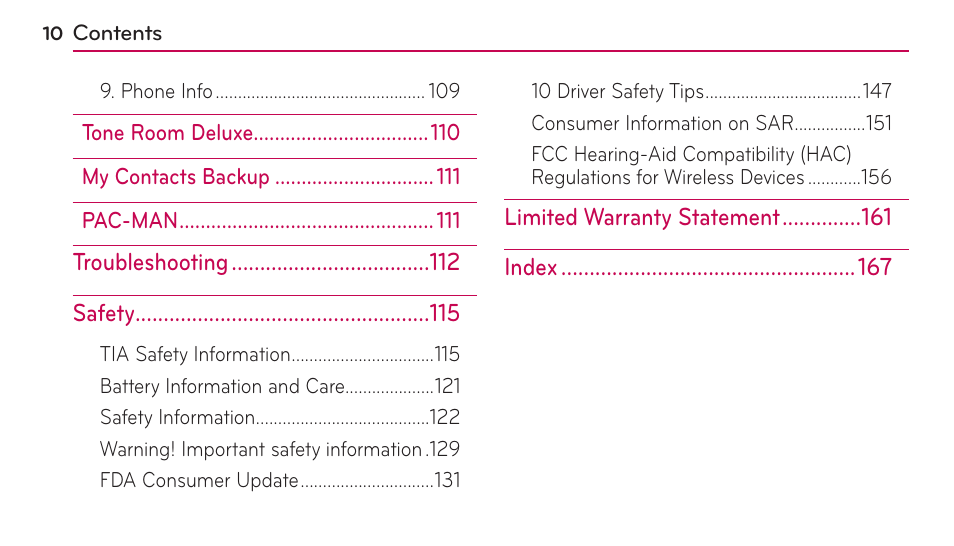 LG UN272 User Manual | Page 10 / 172