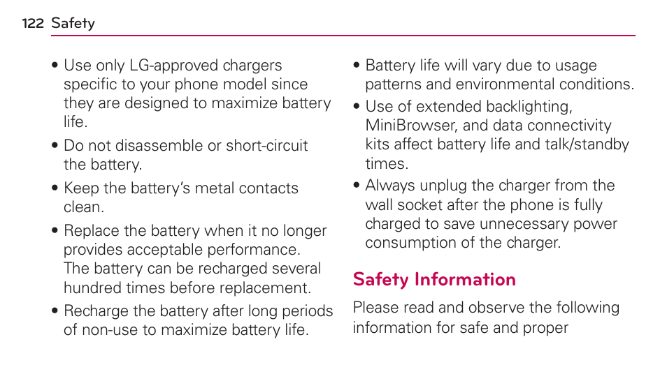 Safety information | LG UN272 User Manual | Page 122 / 172