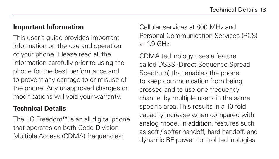 Technical details | LG UN272 User Manual | Page 13 / 172