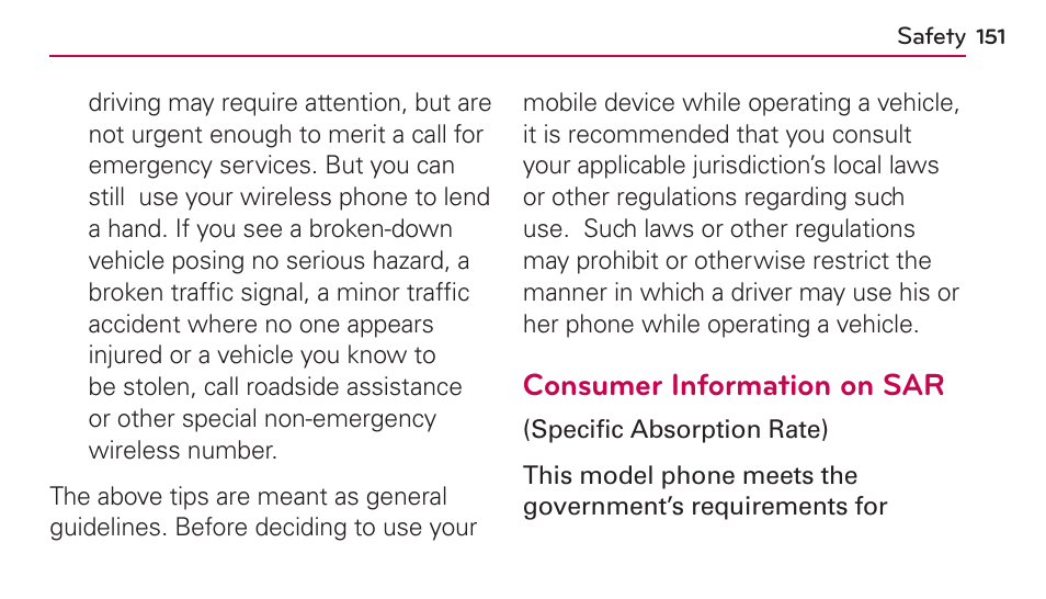 Consumer information on sar | LG UN272 User Manual | Page 151 / 172