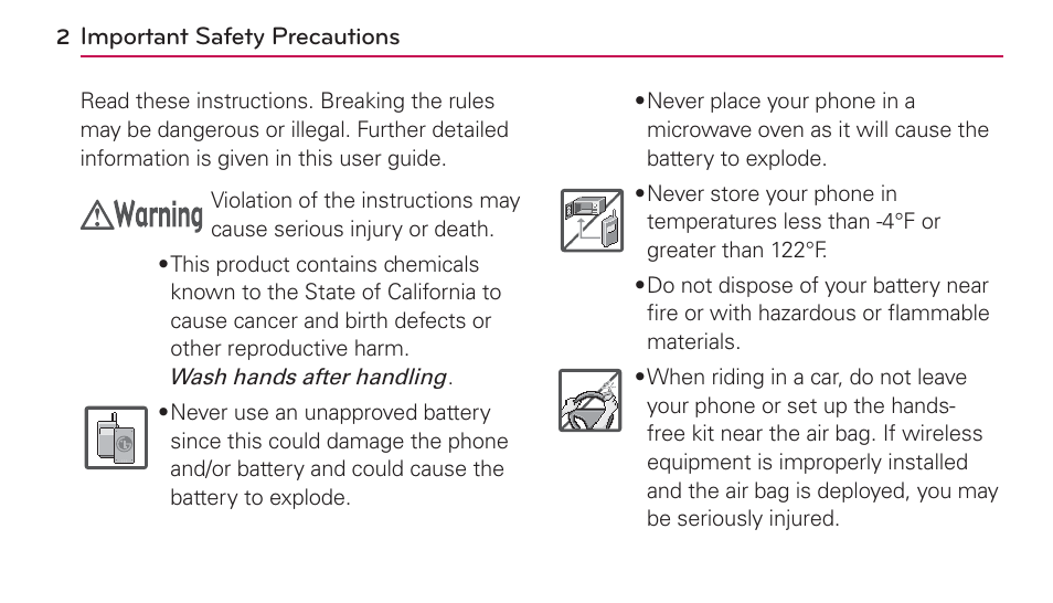 Important safety precautions | LG UN272 User Manual | Page 2 / 172