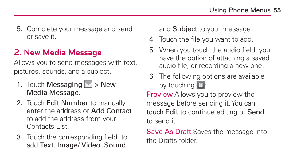 New media message | LG UN272 User Manual | Page 55 / 172