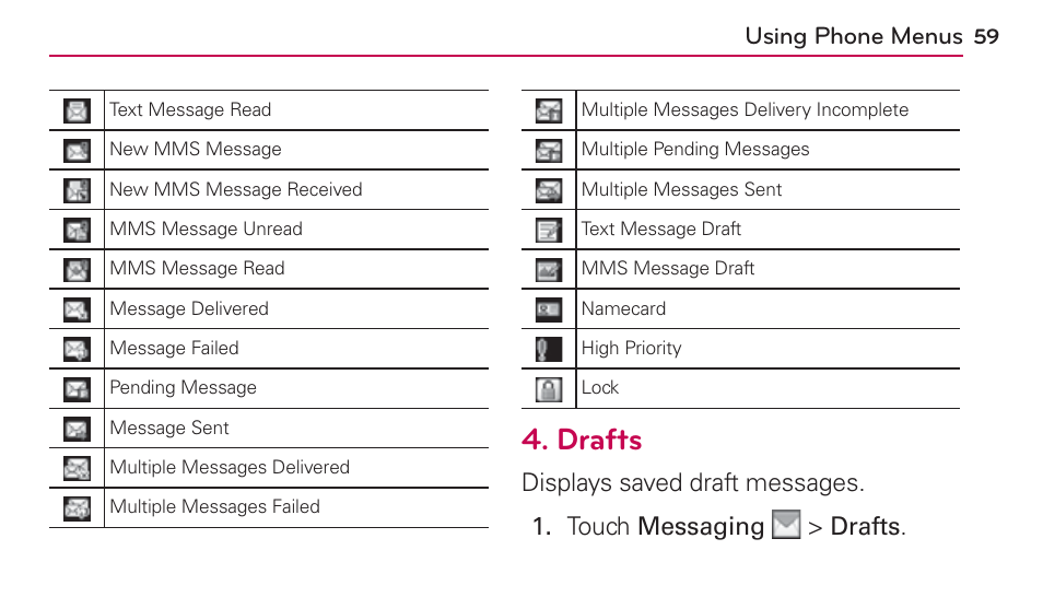 Drafts | LG UN272 User Manual | Page 59 / 172