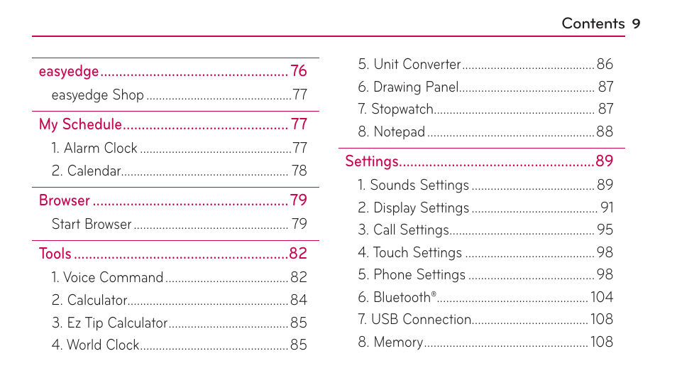 LG UN272 User Manual | Page 9 / 172