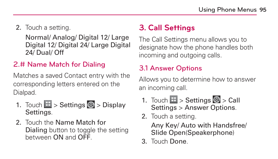 Call settings | LG UN272 User Manual | Page 95 / 172