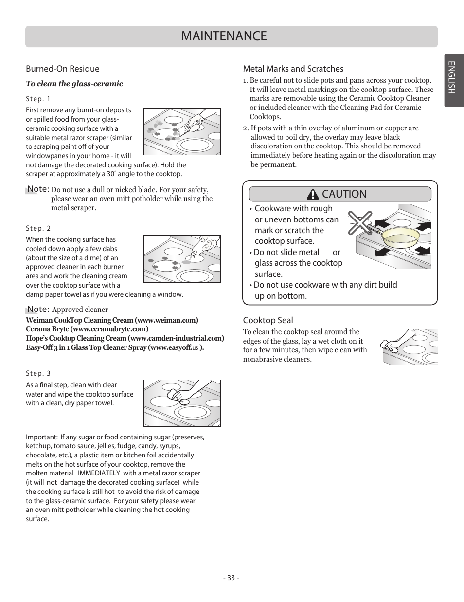 Maintenance, Caution | LG LSB5682SW User Manual | Page 33 / 41