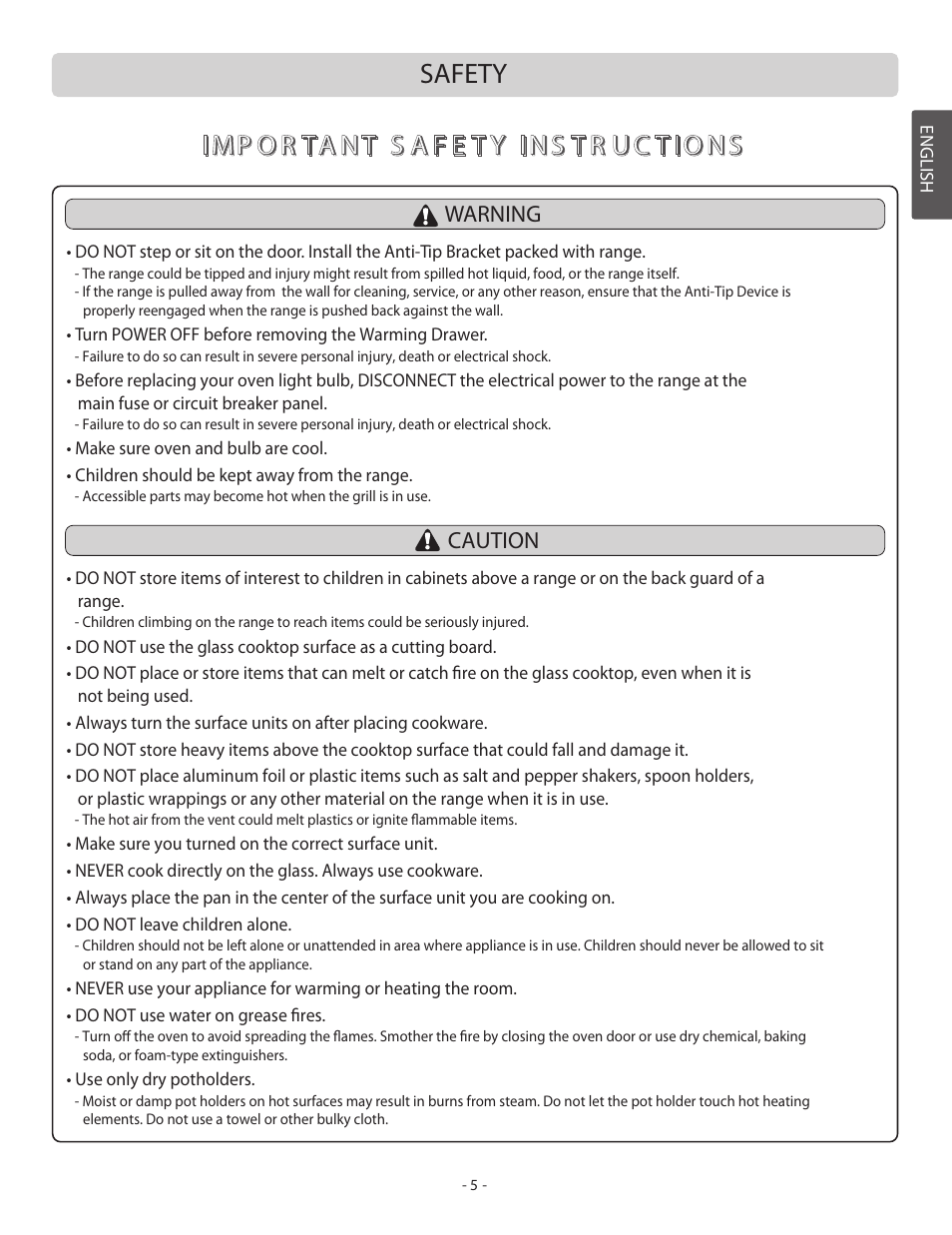 LG LSB5682SW User Manual | Page 5 / 41