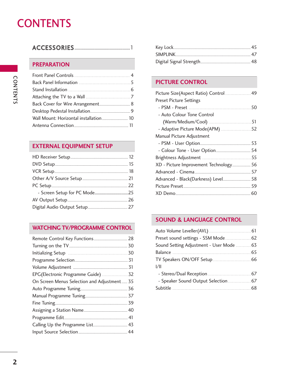 LG 26LC7D User Manual | Page 4 / 98