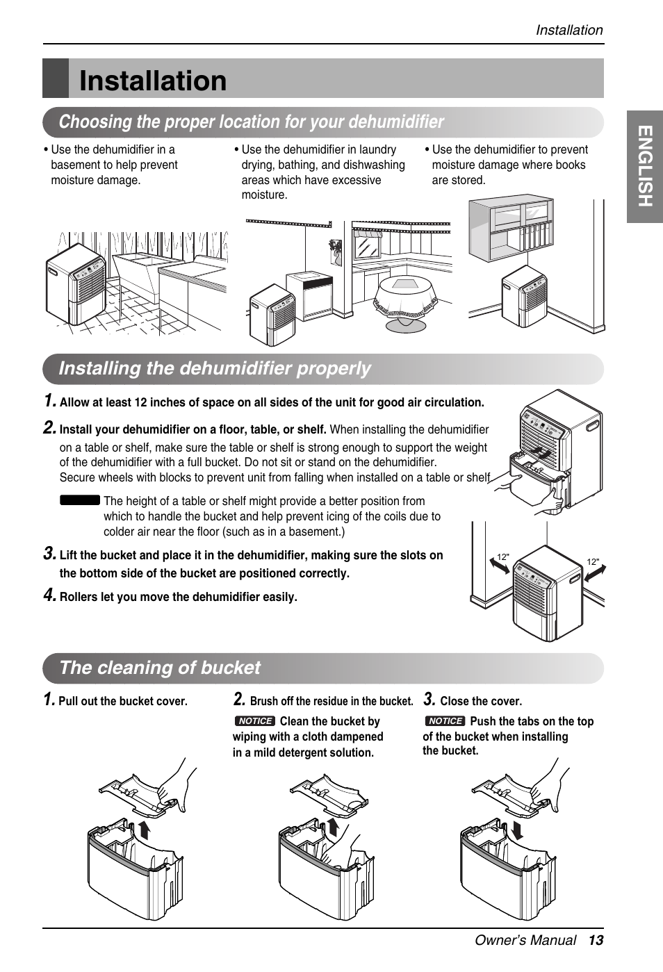 Installation, English, Owner’s manual 13 installation | LG ZD300 User Manual | Page 13 / 32