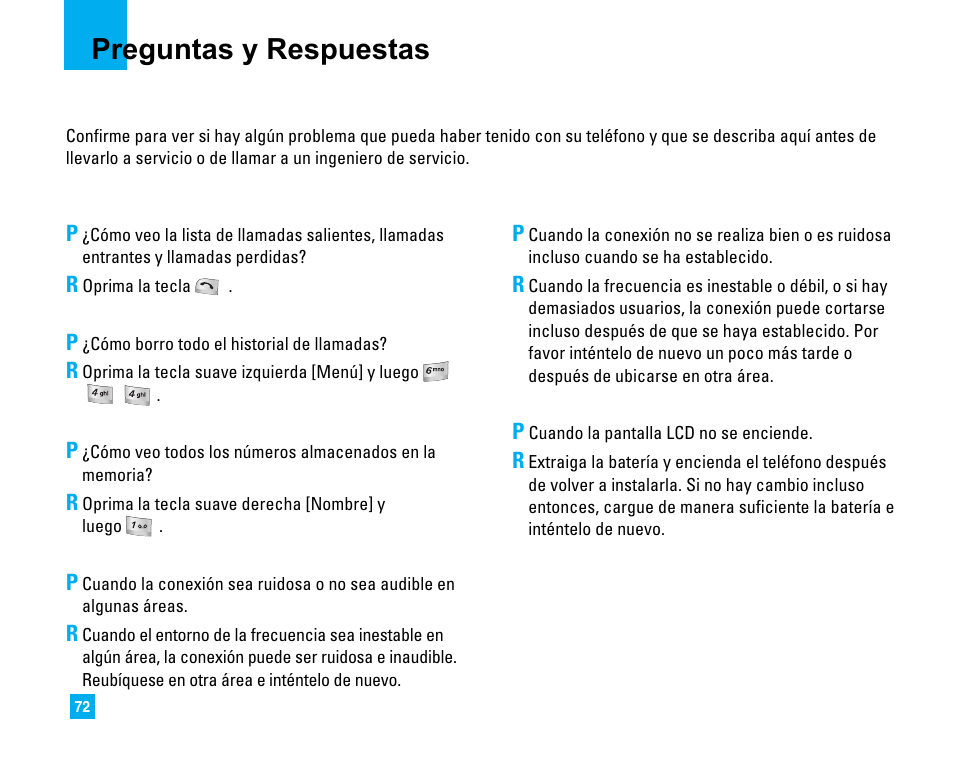 Preguntas y respuestas | LG C1500 User Manual | Page 170 / 196