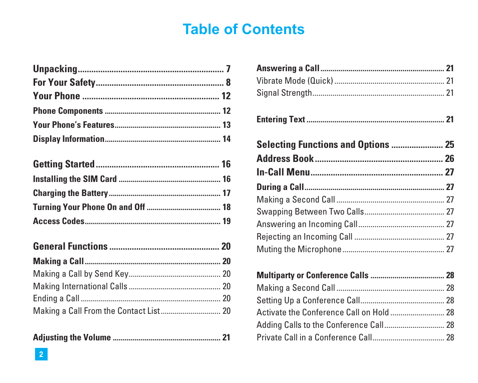 LG C1500 User Manual | Page 6 / 196