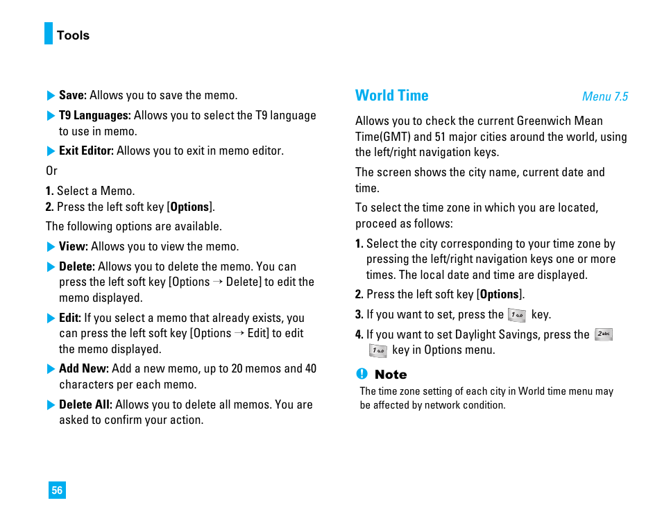 World time | LG C1500 User Manual | Page 60 / 196