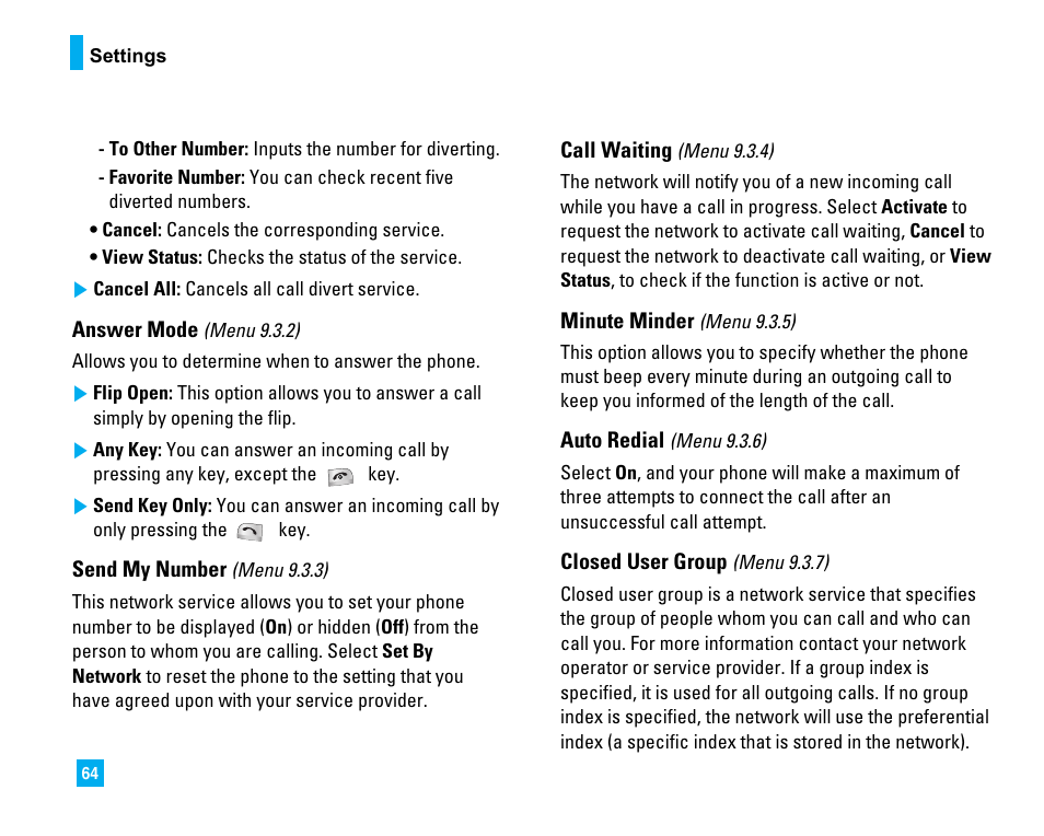 LG C1500 User Manual | Page 68 / 196