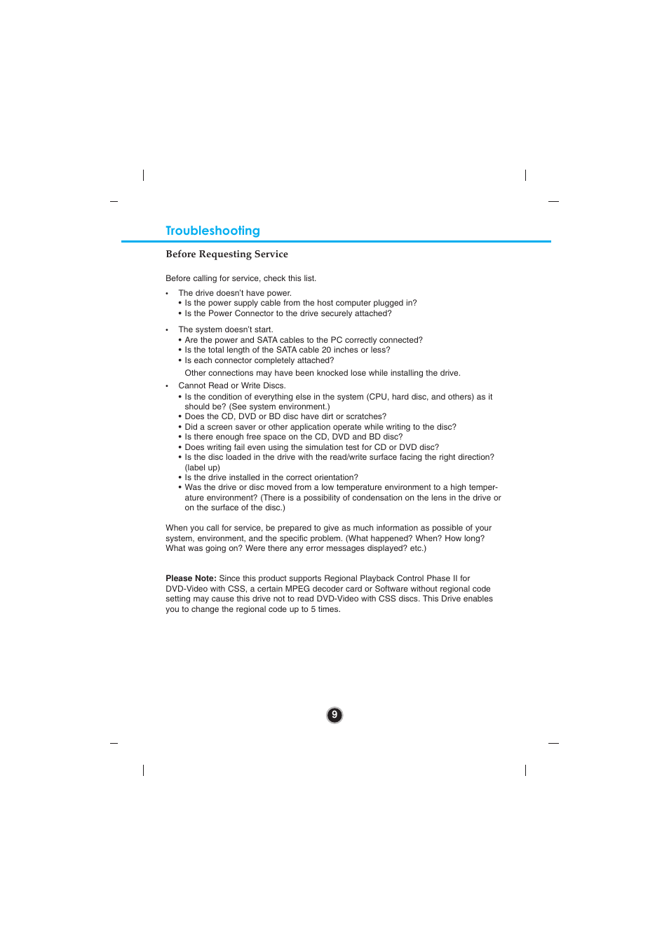 Troubleshooting | LG GBW-H20L User Manual | Page 12 / 15