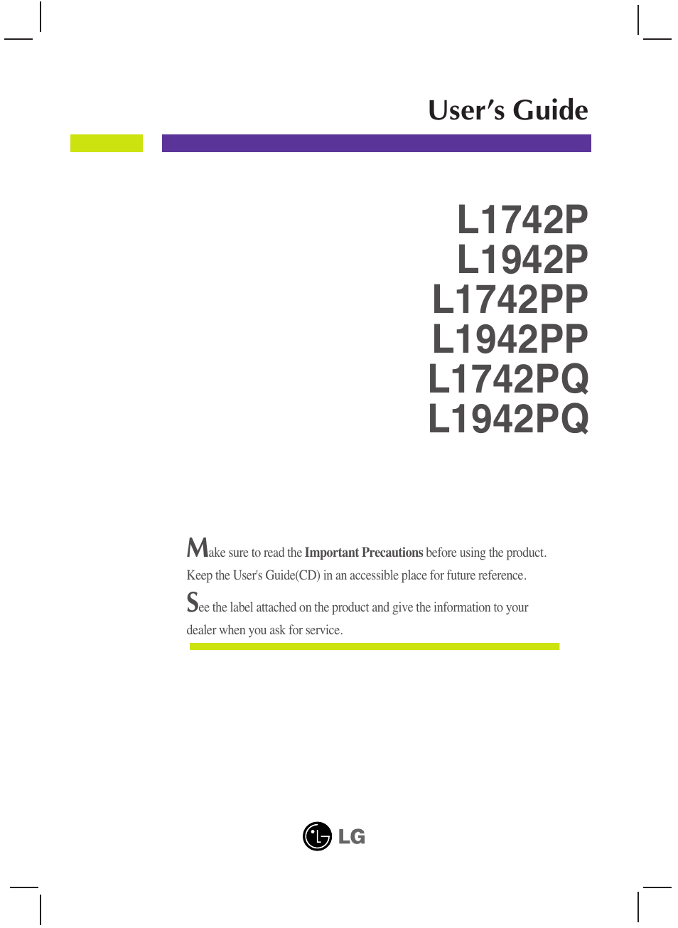 LG L1942P-BS User Manual | 26 pages