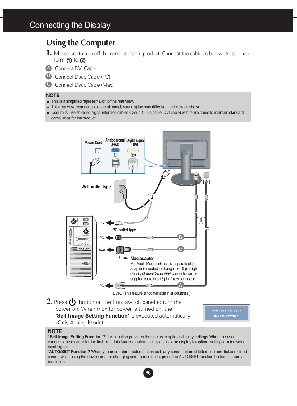 Using the computer, Connecting the display | LG L1942P-BS User Manual | Page 7 / 26