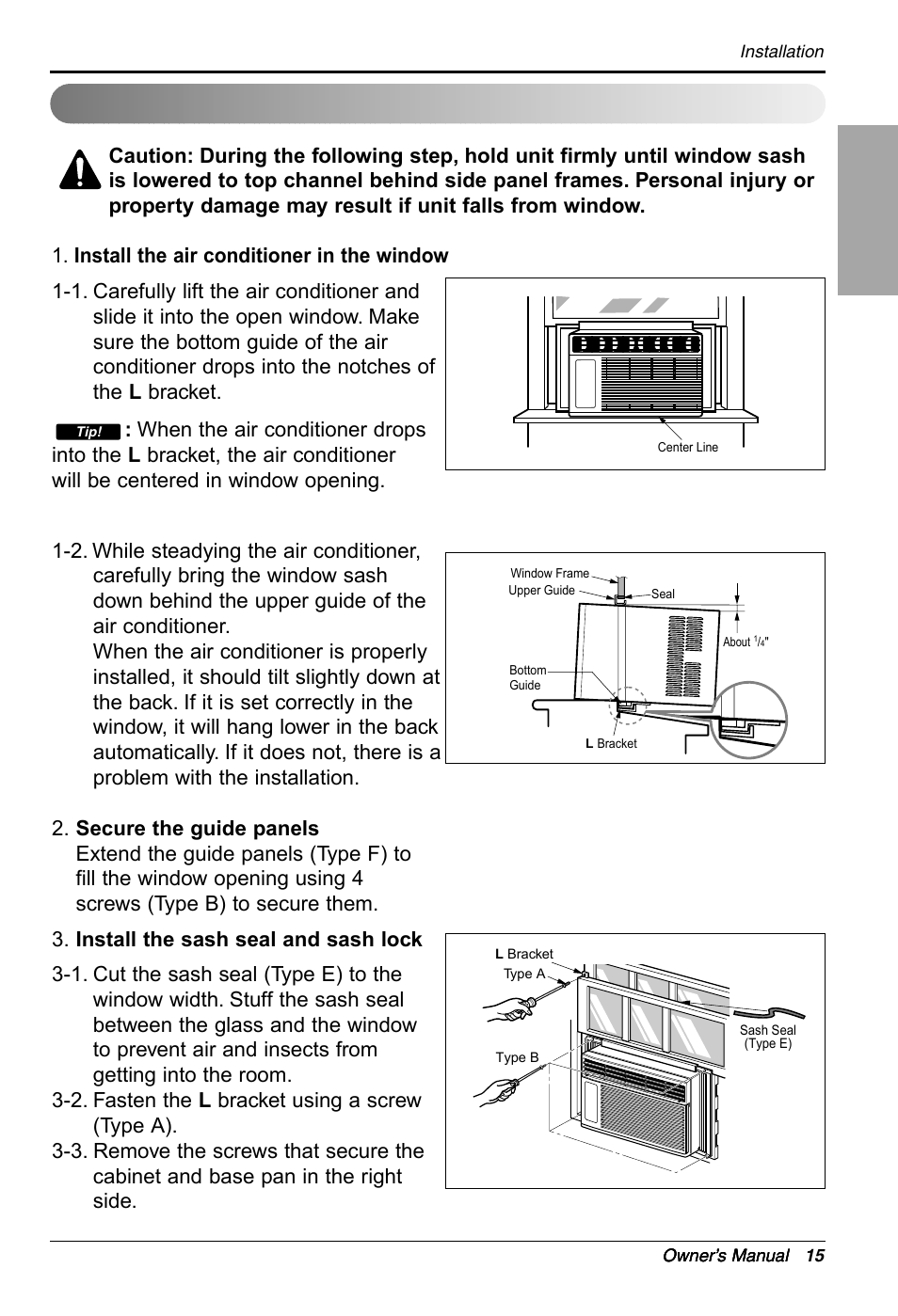 Unit installation, English | LG RG-61B User Manual | Page 15 / 52