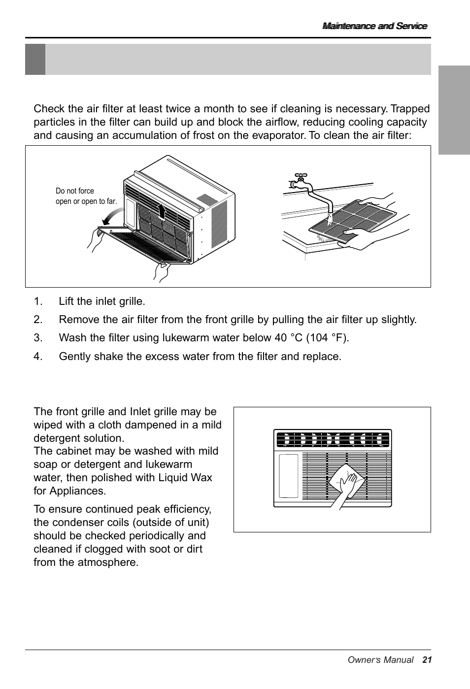 Maintenance and service, English | LG RG-61B User Manual | Page 21 / 52