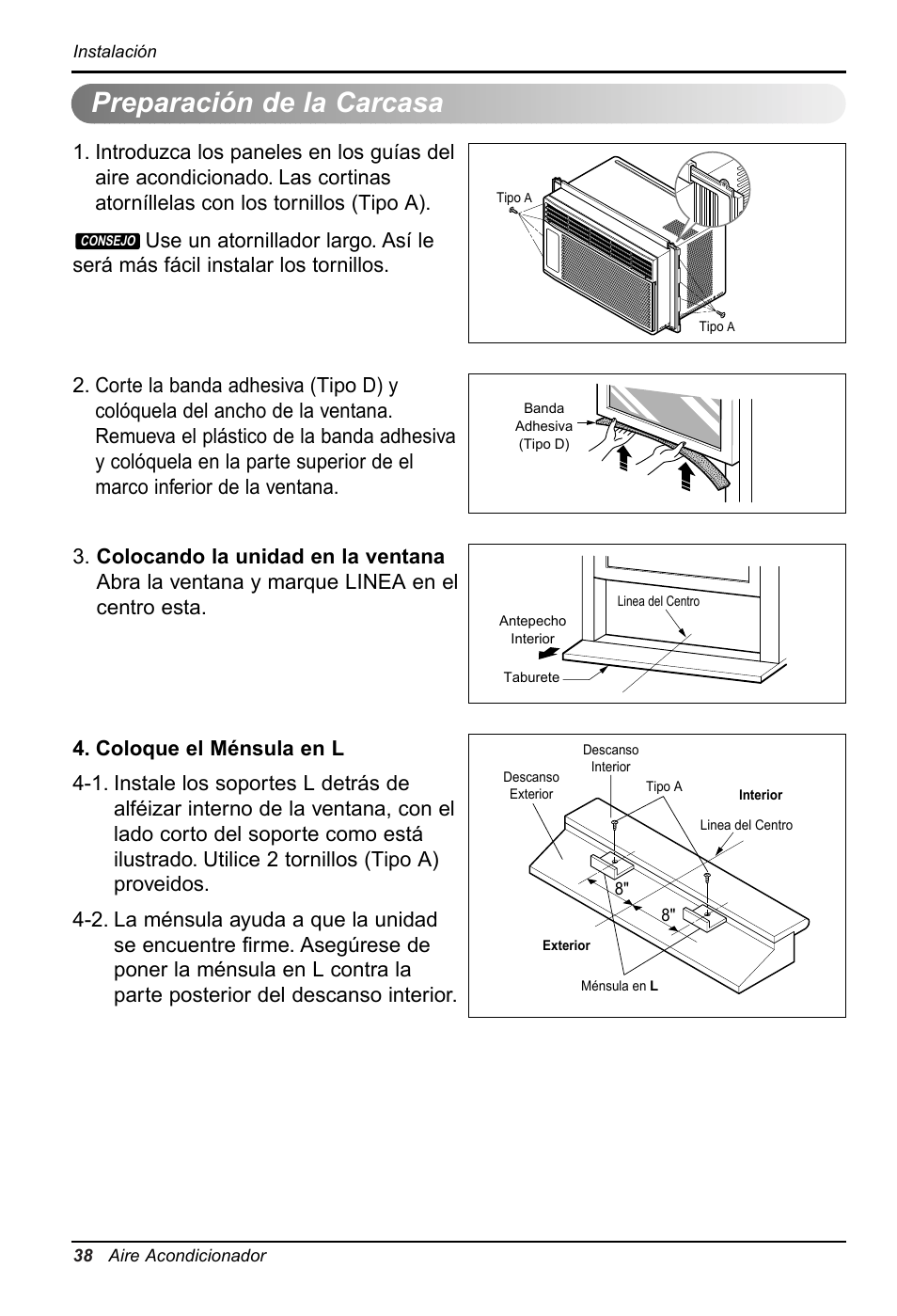 Preparación de la carcasa | LG RG-61B User Manual | Page 38 / 52