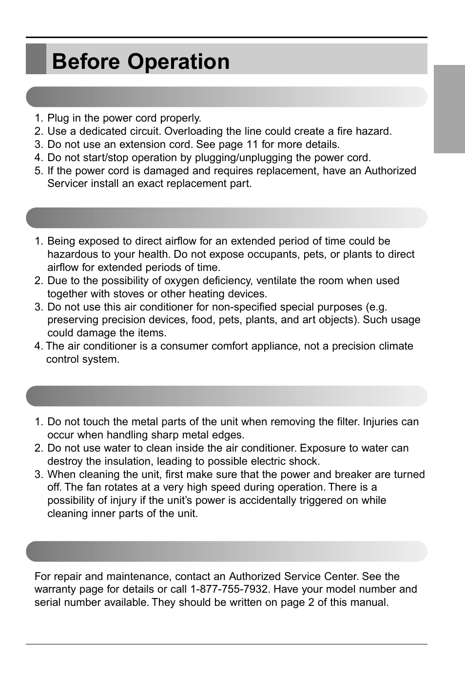 Before operation, English | LG RG-61B User Manual | Page 7 / 52