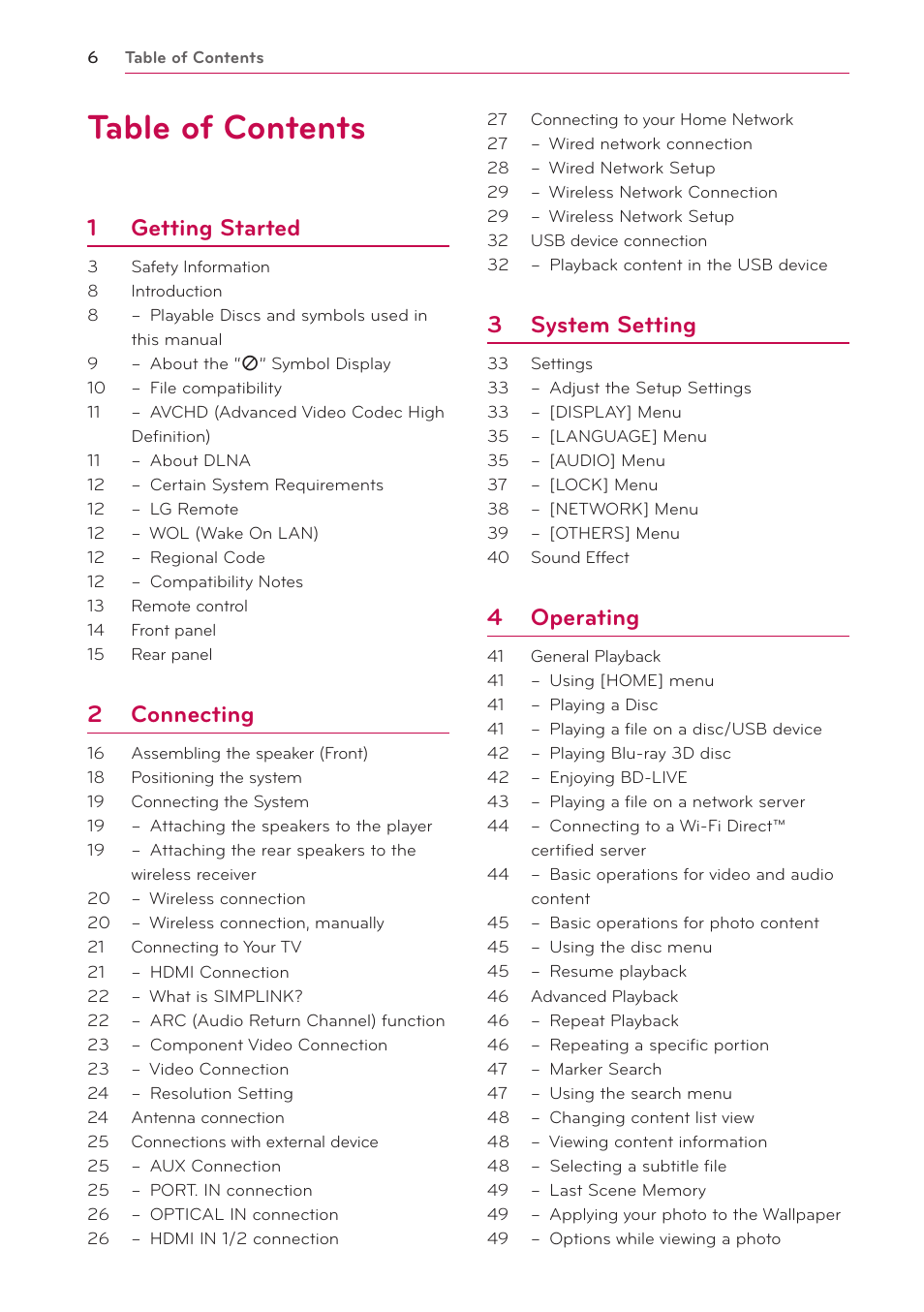 LG LHB976 User Manual | Page 6 / 78