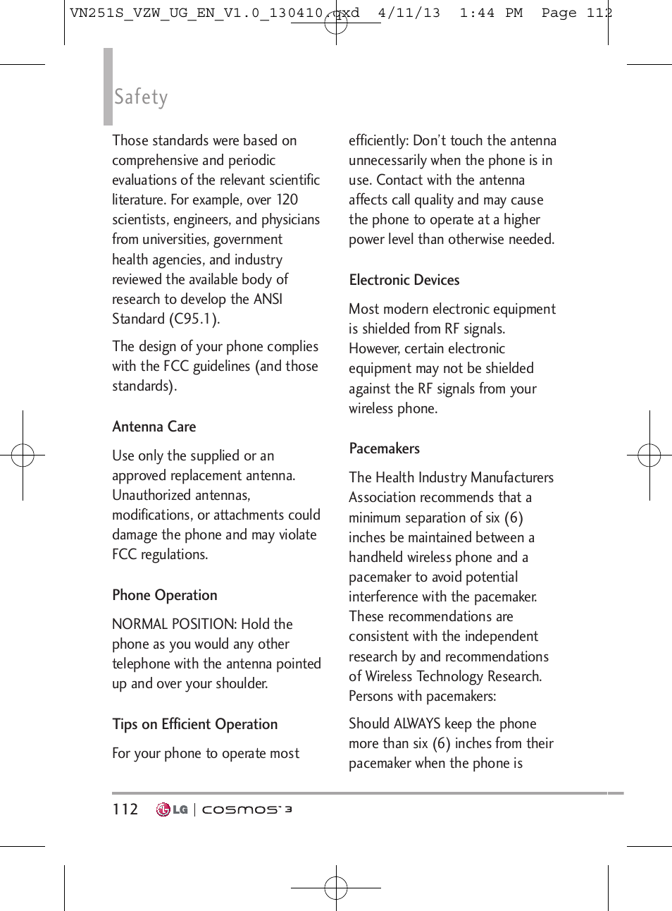 Safety | LG VN251S User Manual | Page 114 / 314