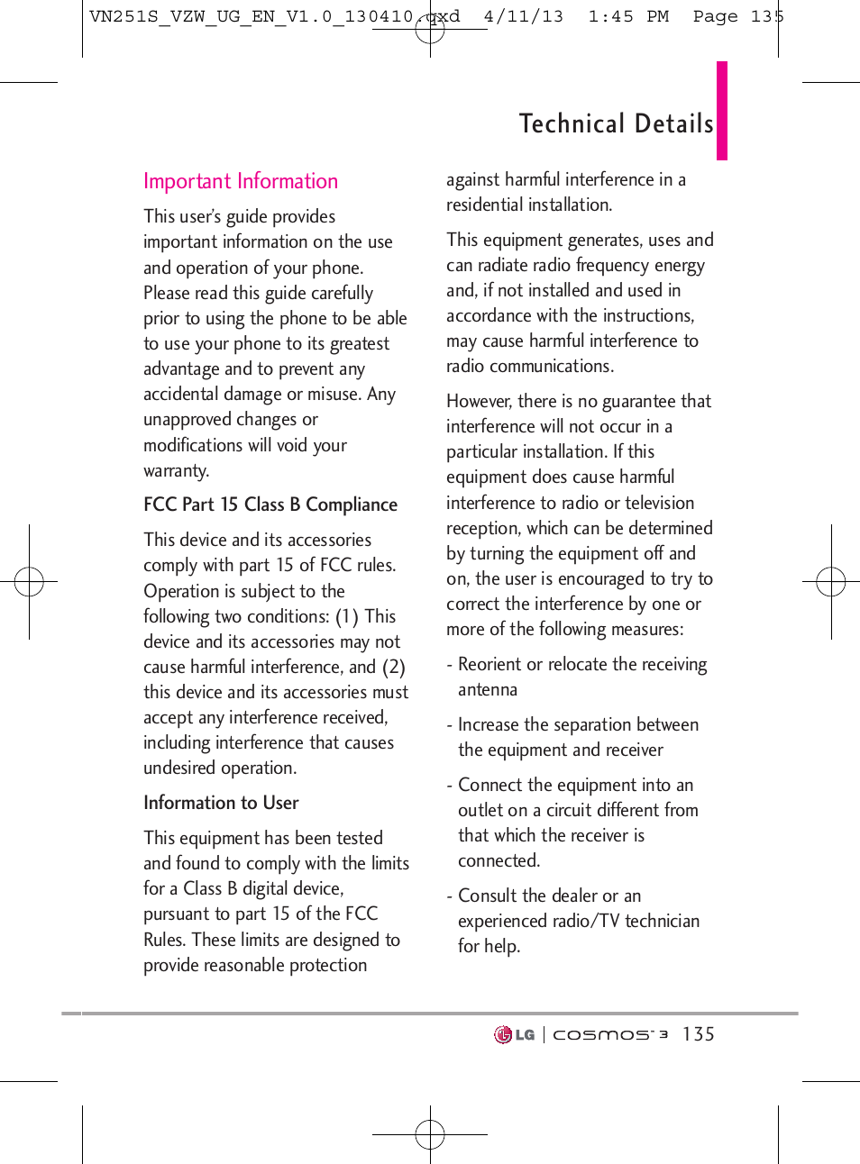 Technical details | LG VN251S User Manual | Page 137 / 314