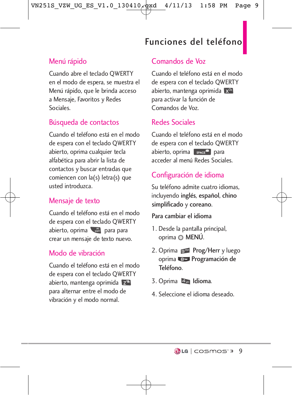 Funciones del teléfono | LG VN251S User Manual | Page 155 / 314