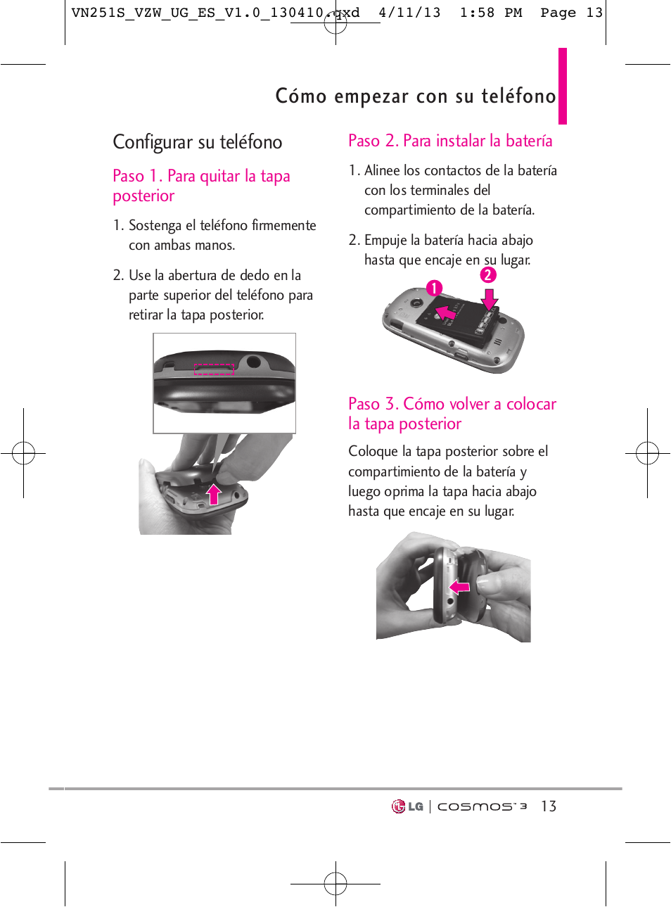 Cómo empezar con su teléfono, Configurar su teléfono | LG VN251S User Manual | Page 159 / 314