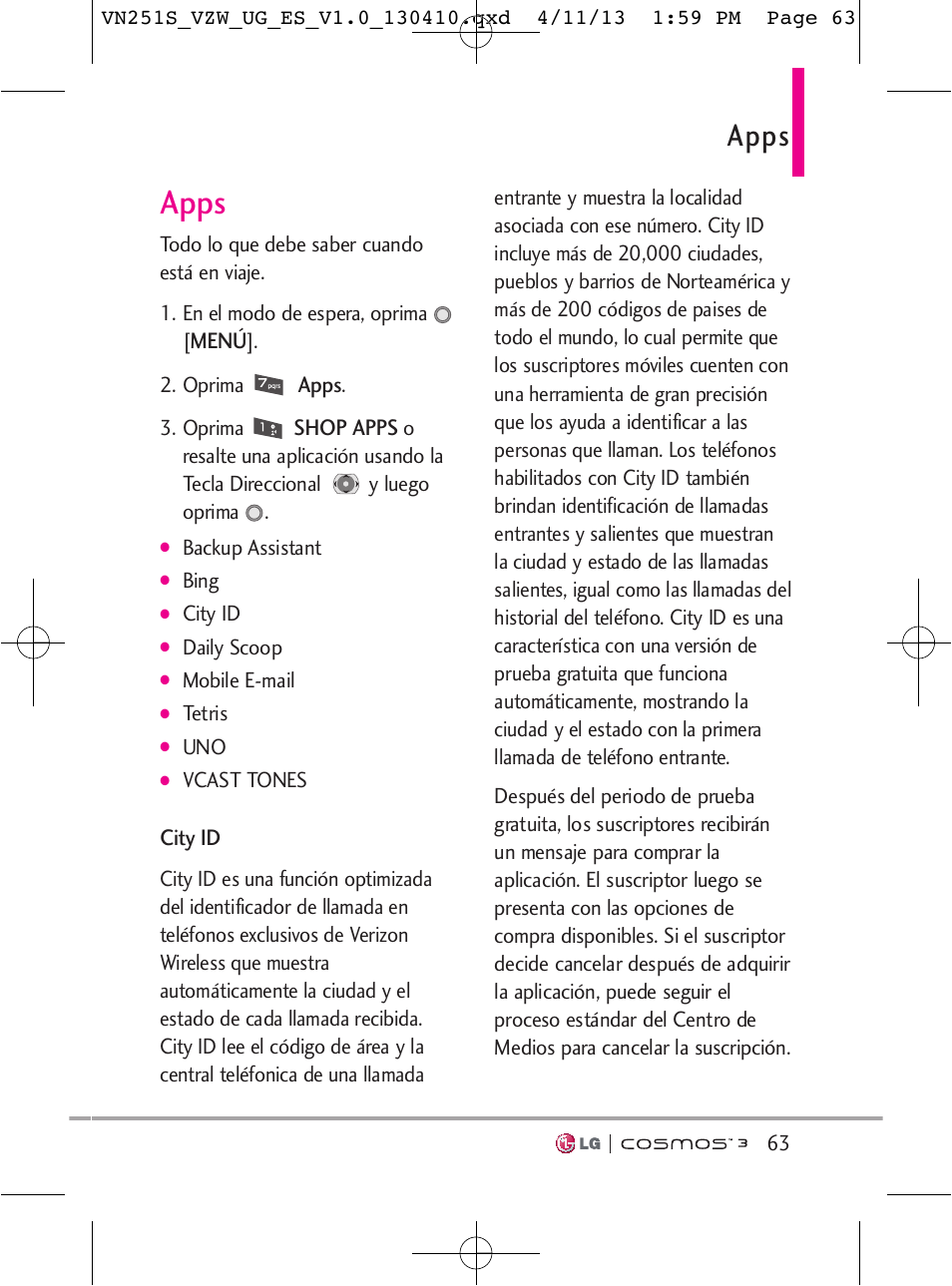 Apps | LG VN251S User Manual | Page 209 / 314