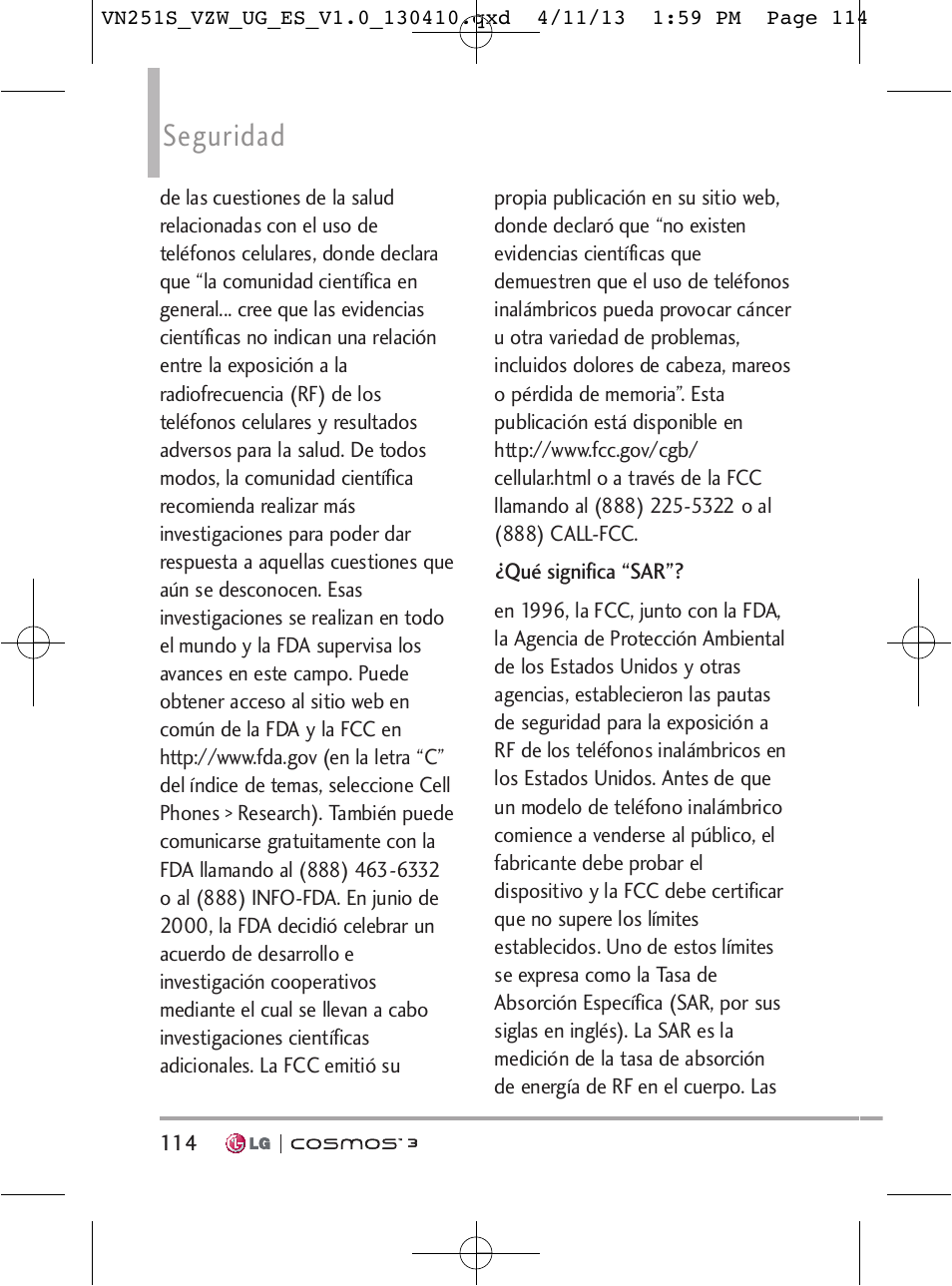 Seguridad | LG VN251S User Manual | Page 260 / 314