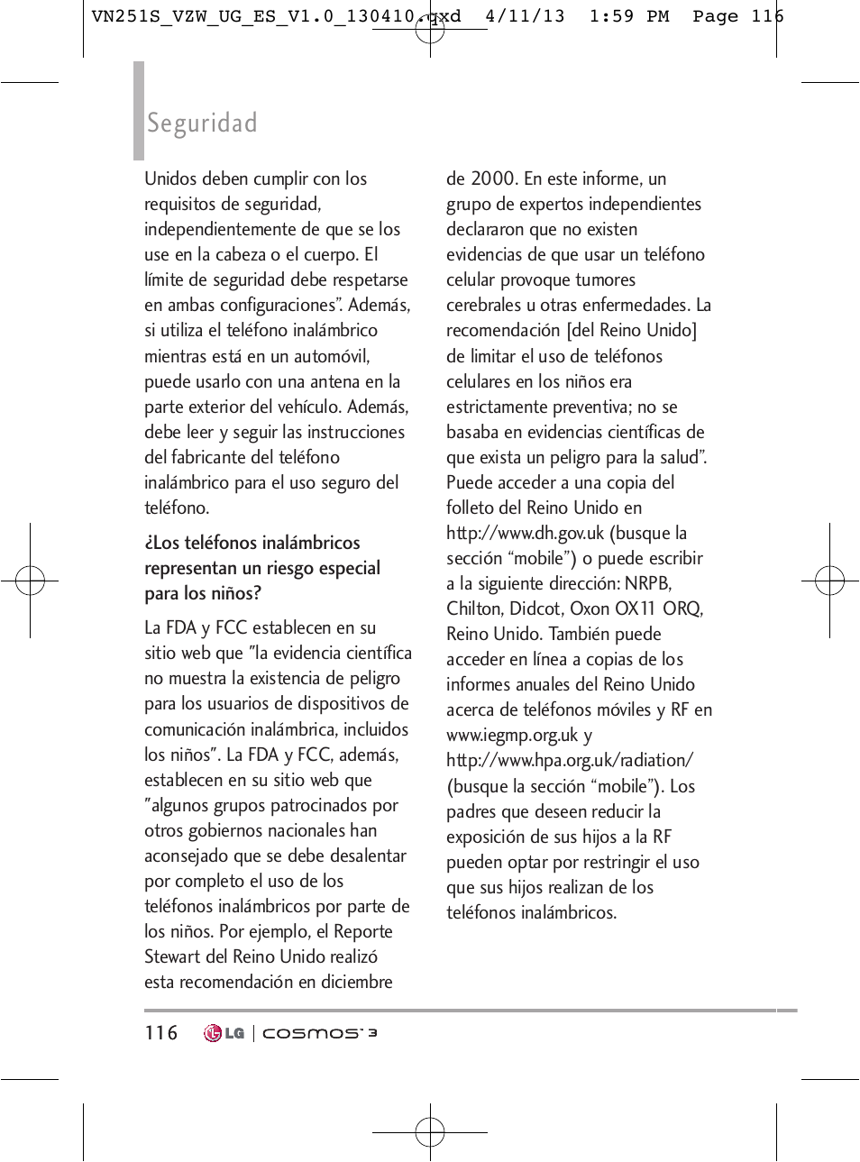 Seguridad | LG VN251S User Manual | Page 262 / 314