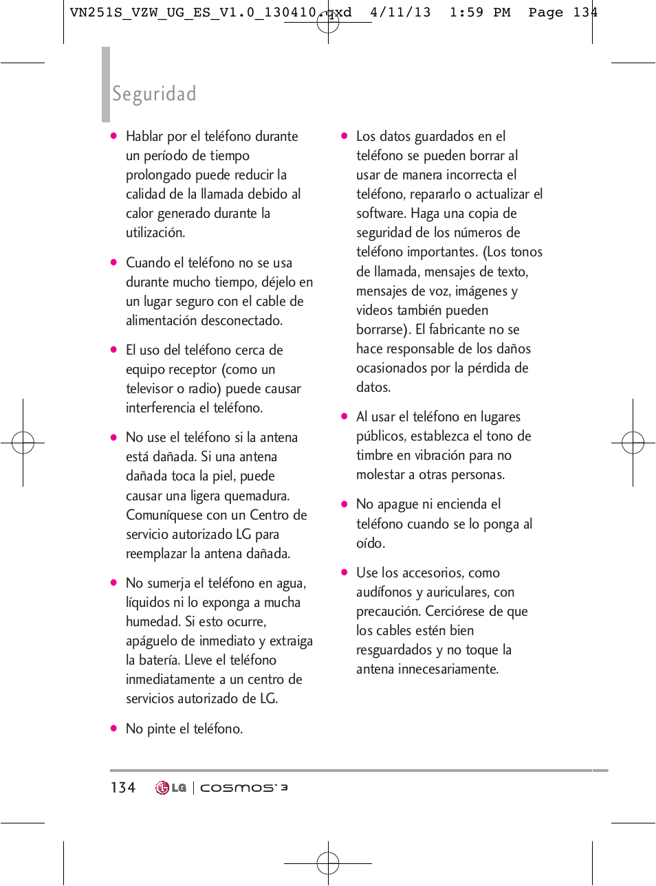 Seguridad | LG VN251S User Manual | Page 280 / 314