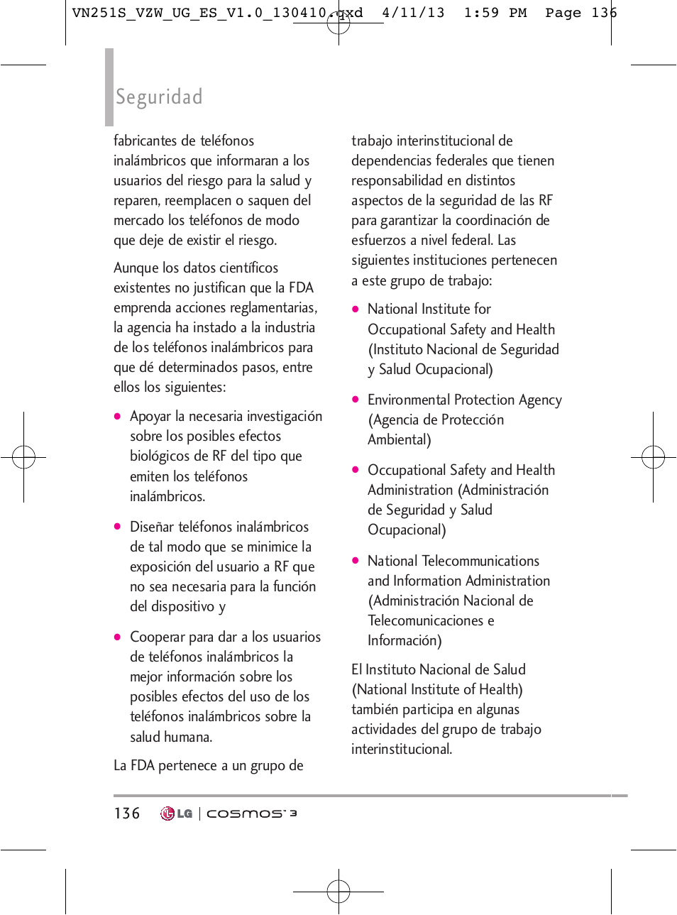 Seguridad | LG VN251S User Manual | Page 282 / 314