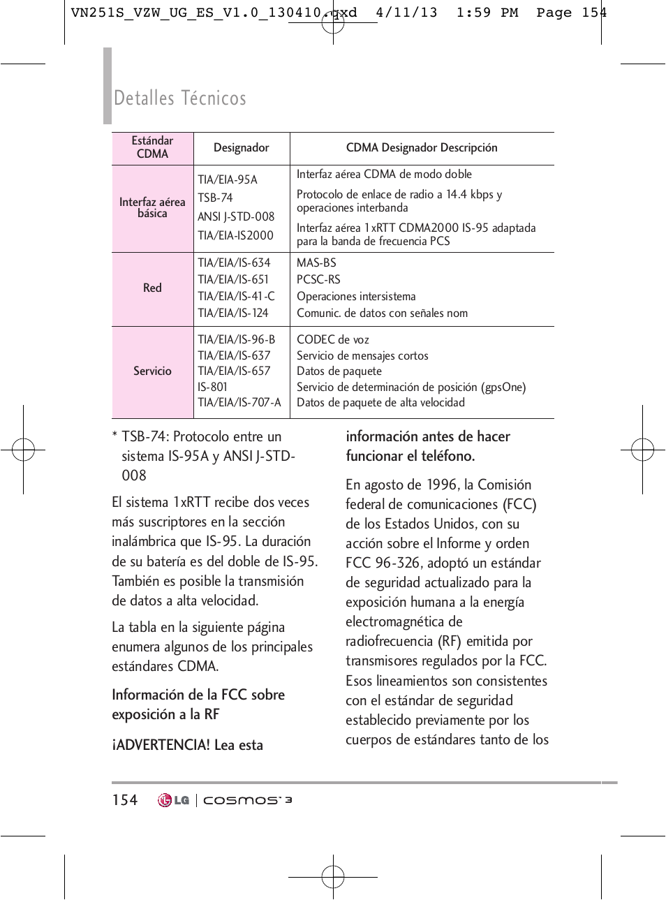 Detalles técnicos | LG VN251S User Manual | Page 300 / 314