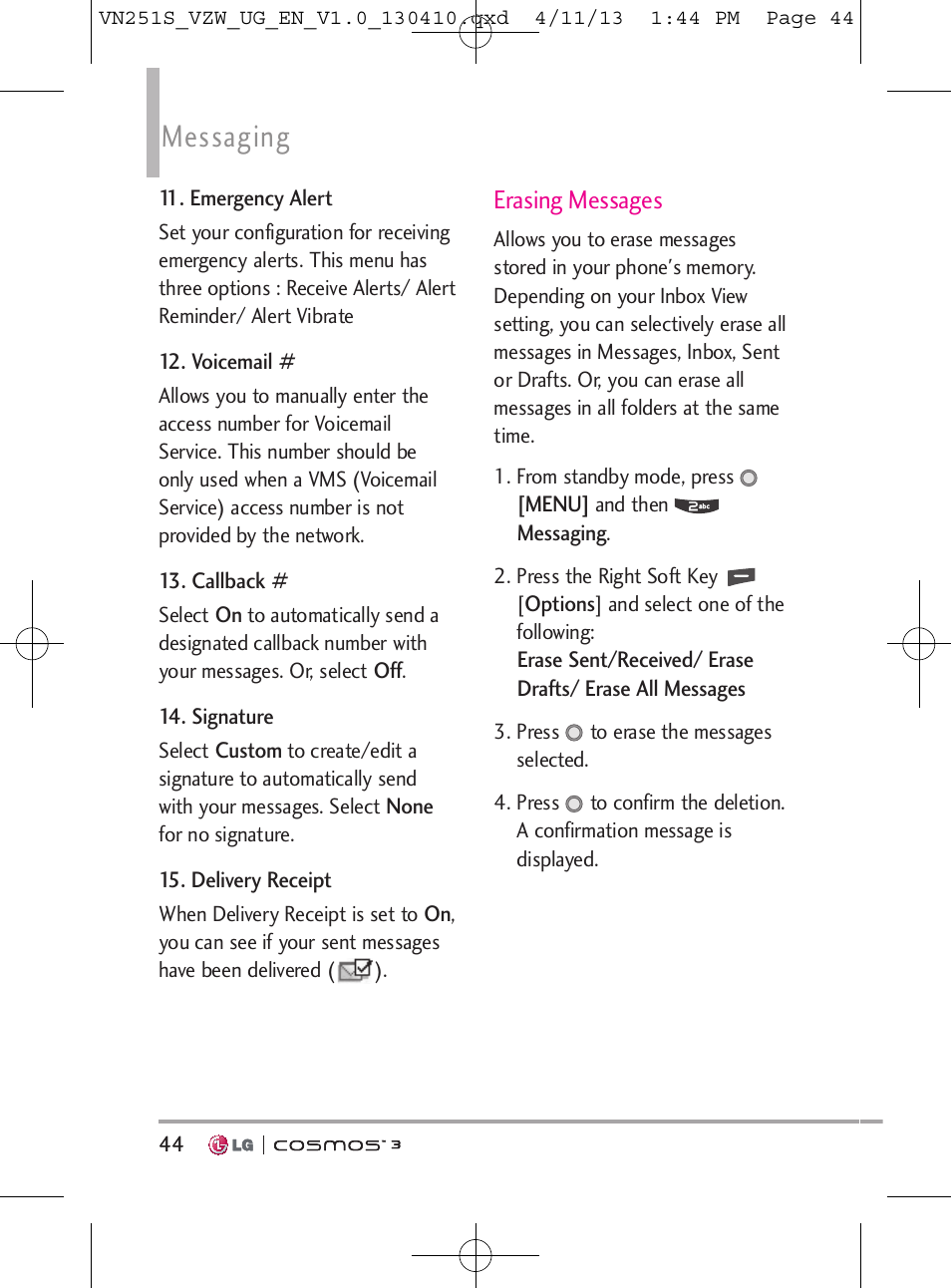 Messaging | LG VN251S User Manual | Page 46 / 314