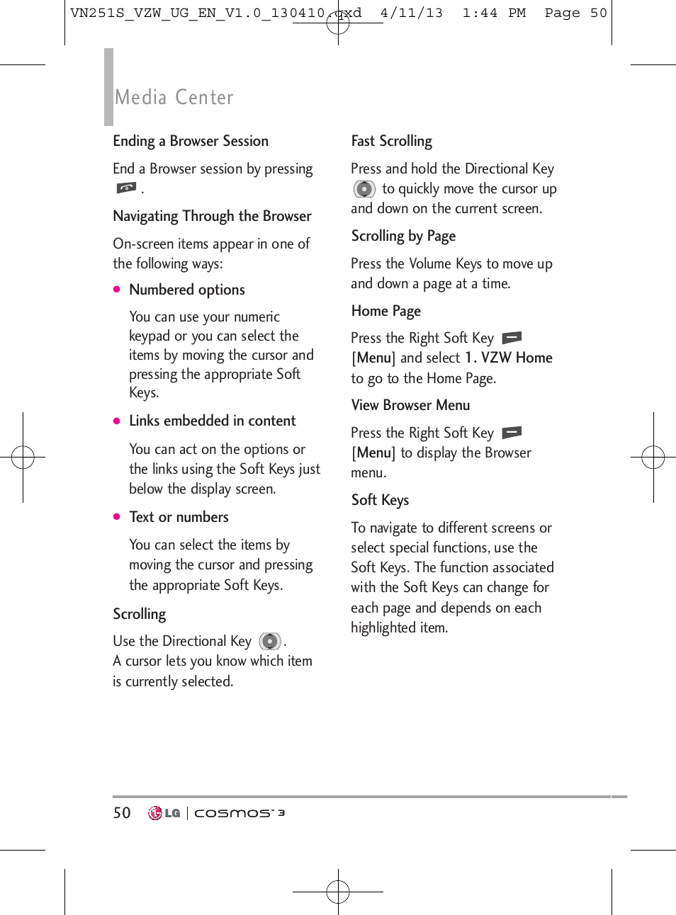 Media center | LG VN251S User Manual | Page 52 / 314